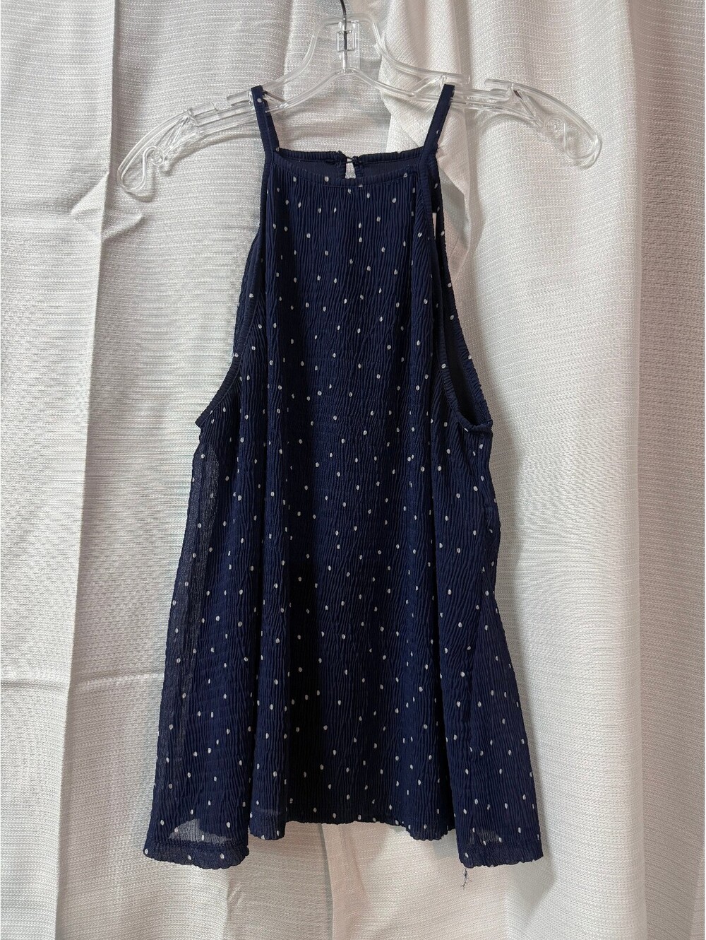 Alice Blue Navy Blue Polka Dot Sleeveless Blouse, Size M